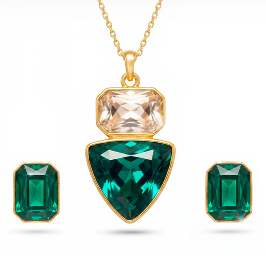 Emerald stone chain set
