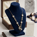 White stone bow necklace antitarnish