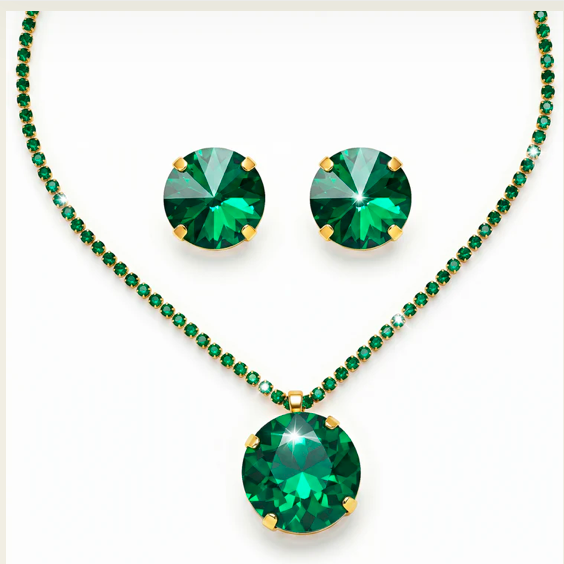 Emerald stone necklace set
