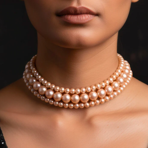 Pink pearls necklace