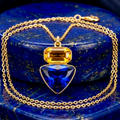 Blue stone pendant with chain