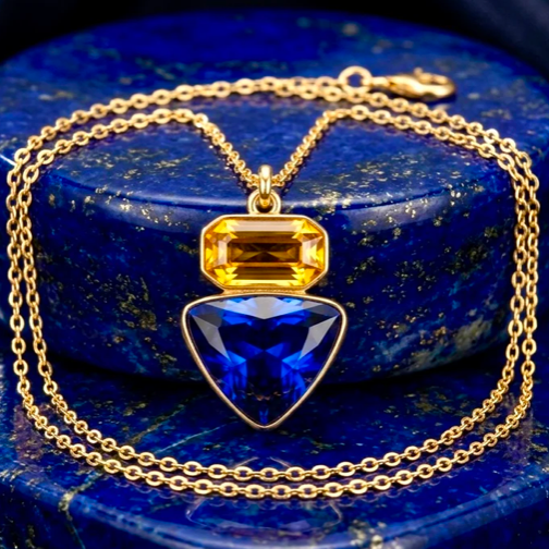 Blue stone pendant with chain