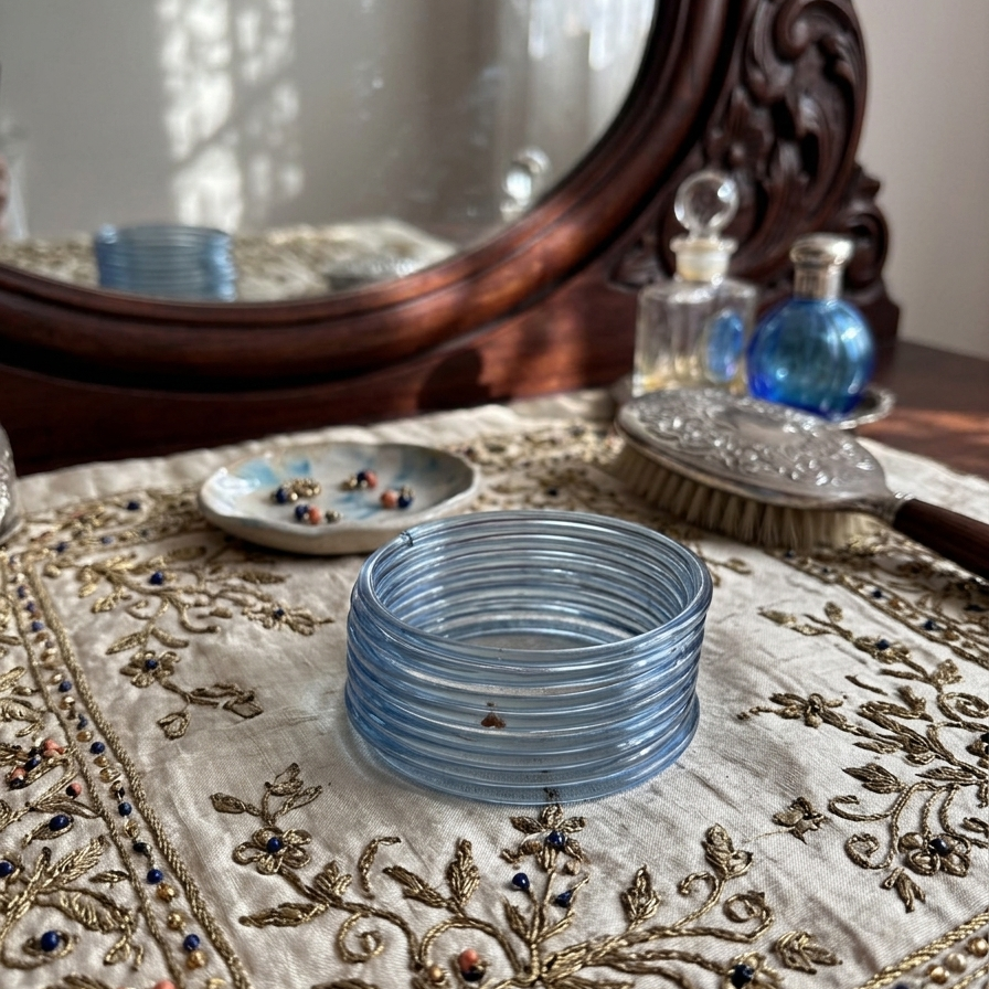 Transparent Light Blue Glass Bangles (set of 6)