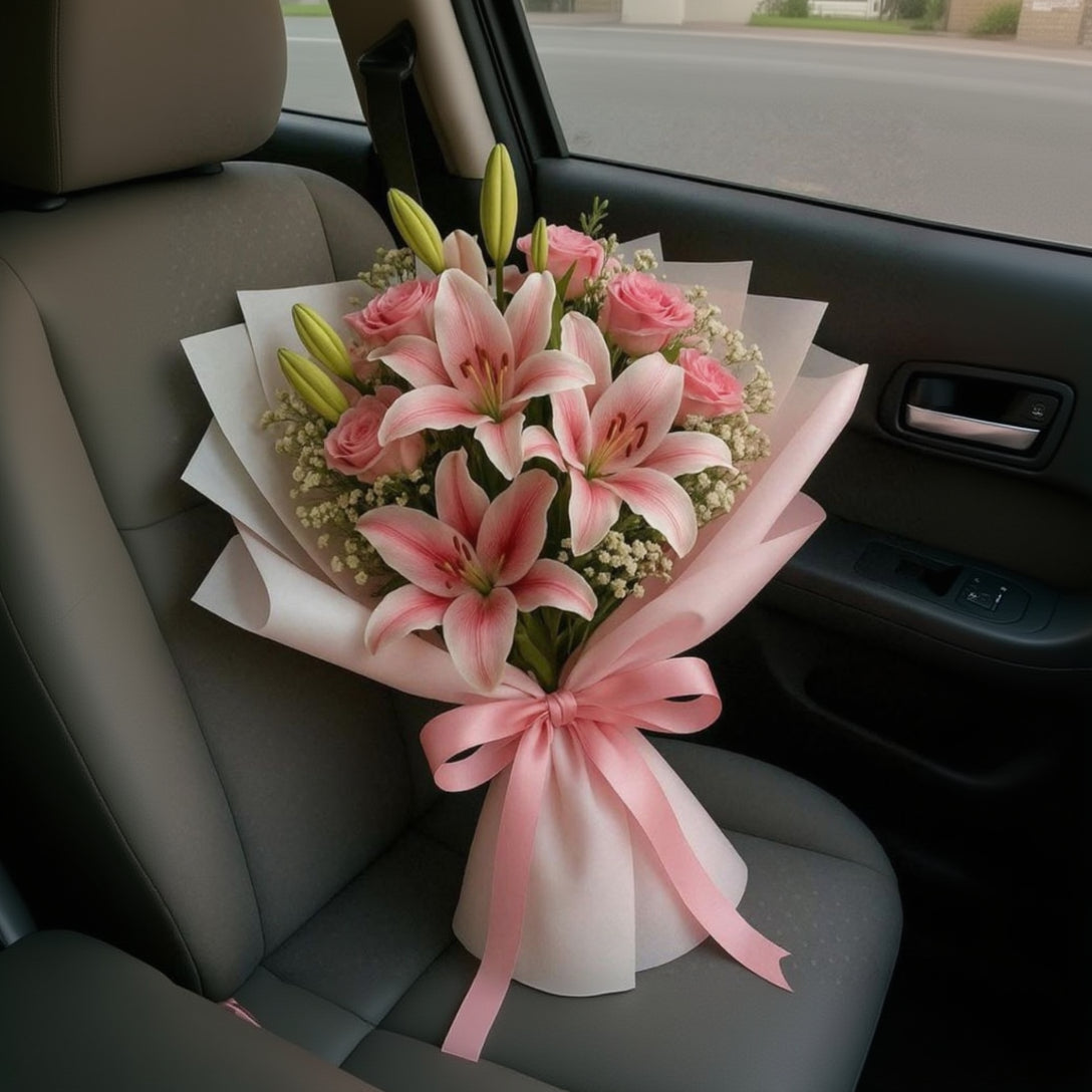 Pink & White Lily Bouquet